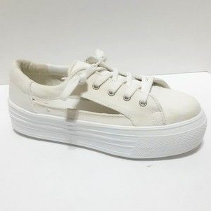 ASOS White Triple Decker Platform Sneakers 7 Canvas Chunky Streetwear Edgy Glam